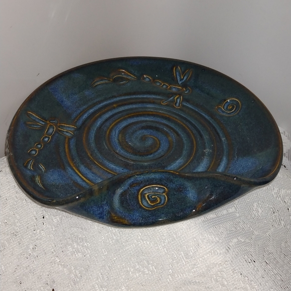 Hand Crafted  Pottery Blue Glazed Cup Plate - Picture 5 of 5